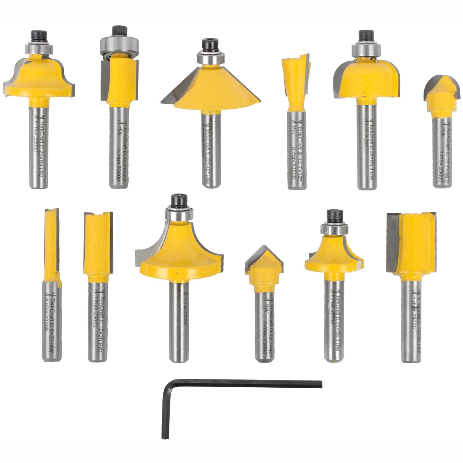 ROUTER BIT SET 12PC 1/4&#39; STRAIGHT &amp; PROFILE