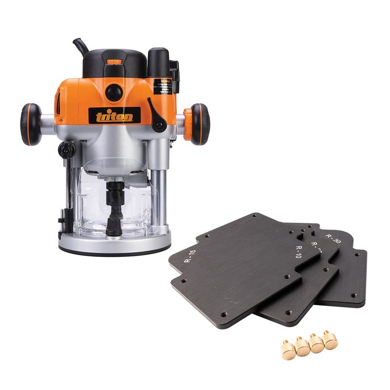 PLUNGE ROUTER 2400W 1/2&#39;&amp; 1/4&#39;COLLET 230V &amp; 3PC RAD GAUGE SET PTAF001