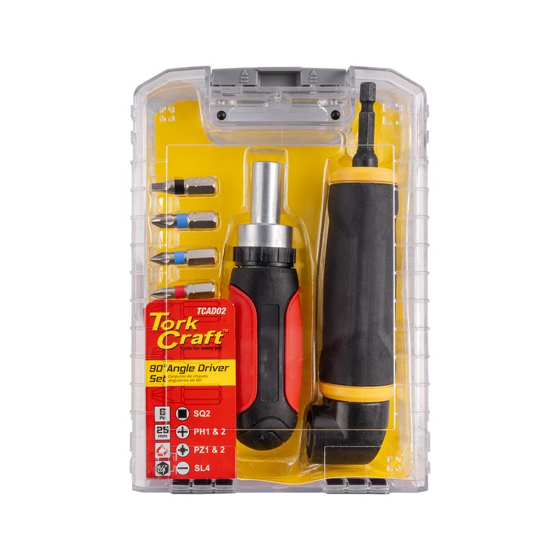 ANGLE DRIVE 1/4&#39; MF W/RATCHET DRIVER 6PC BITS