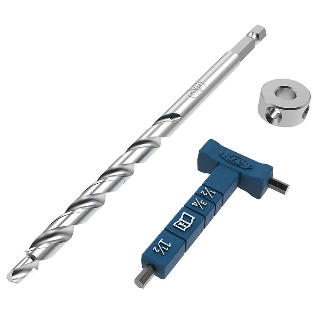 EASY-SET MICRO-POCKET DRILL BIT WITH STOP COLLAR &amp; GAUGE/HEX WRENCH