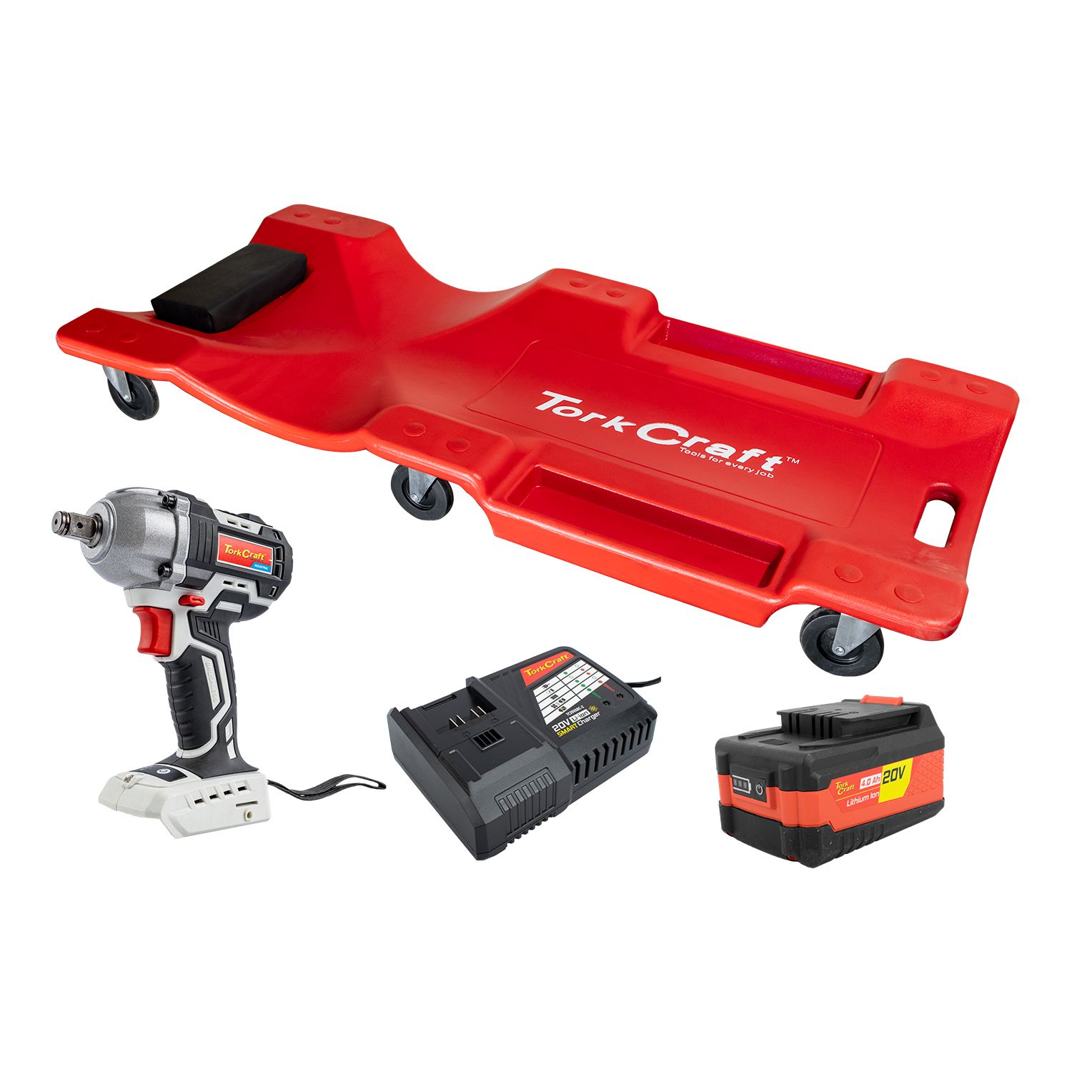 IMP. WRENCH 450NM  4.0AH BAT SMART CHARGER PLASTIC CREEPER COMBO