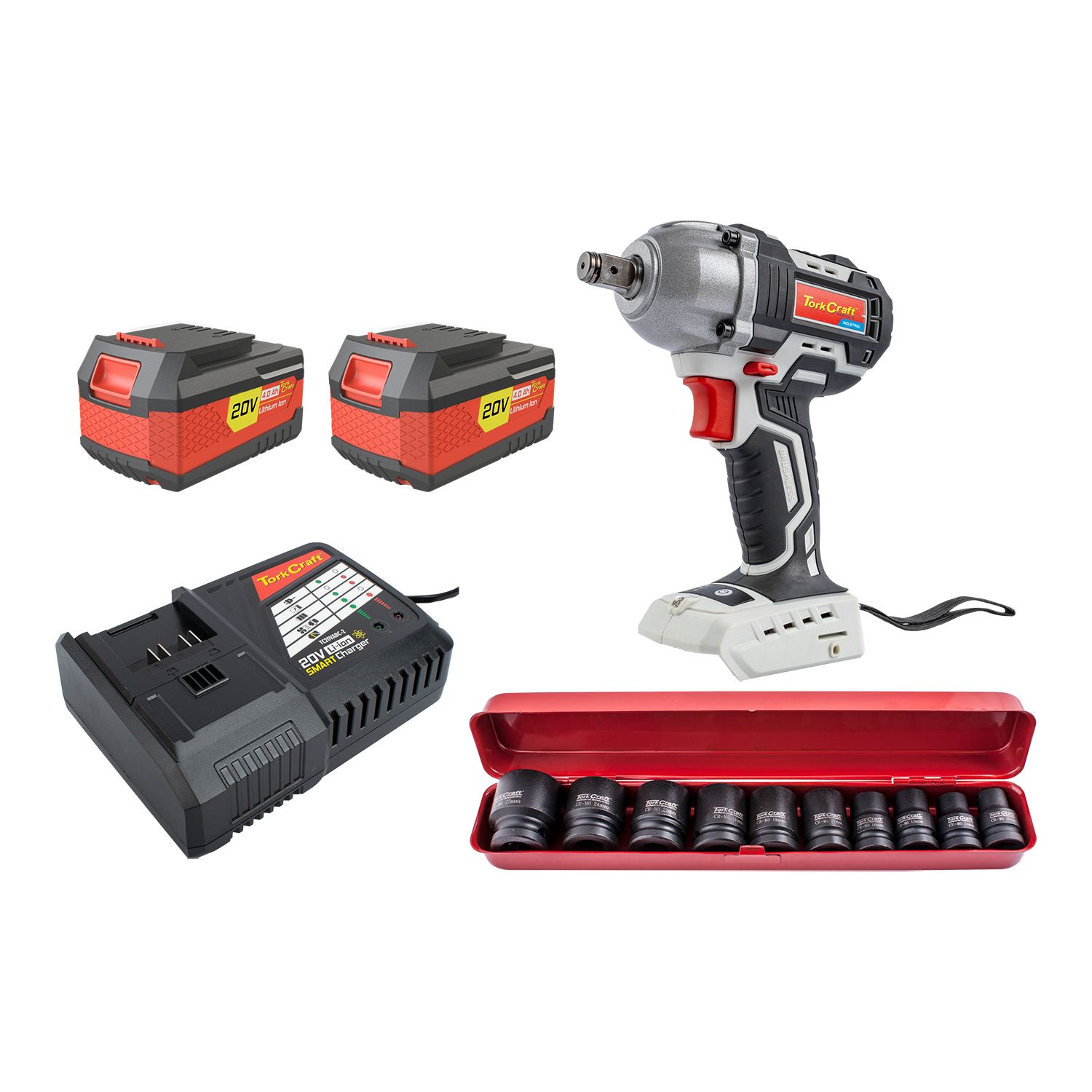 IMP. WRENCH 450NM  2 X 4.0AH BAT SMART CHARGER 10PC IMP SOCKET SET
