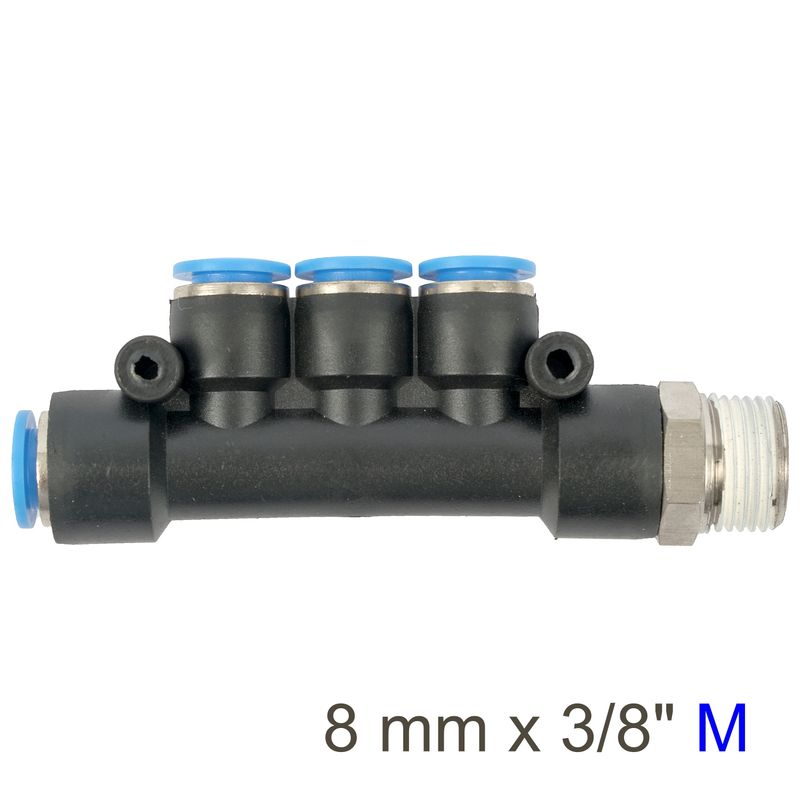 PU HOSE FITTING MANIFOLD 4 X 8MM PORT X 3/8&#39;M