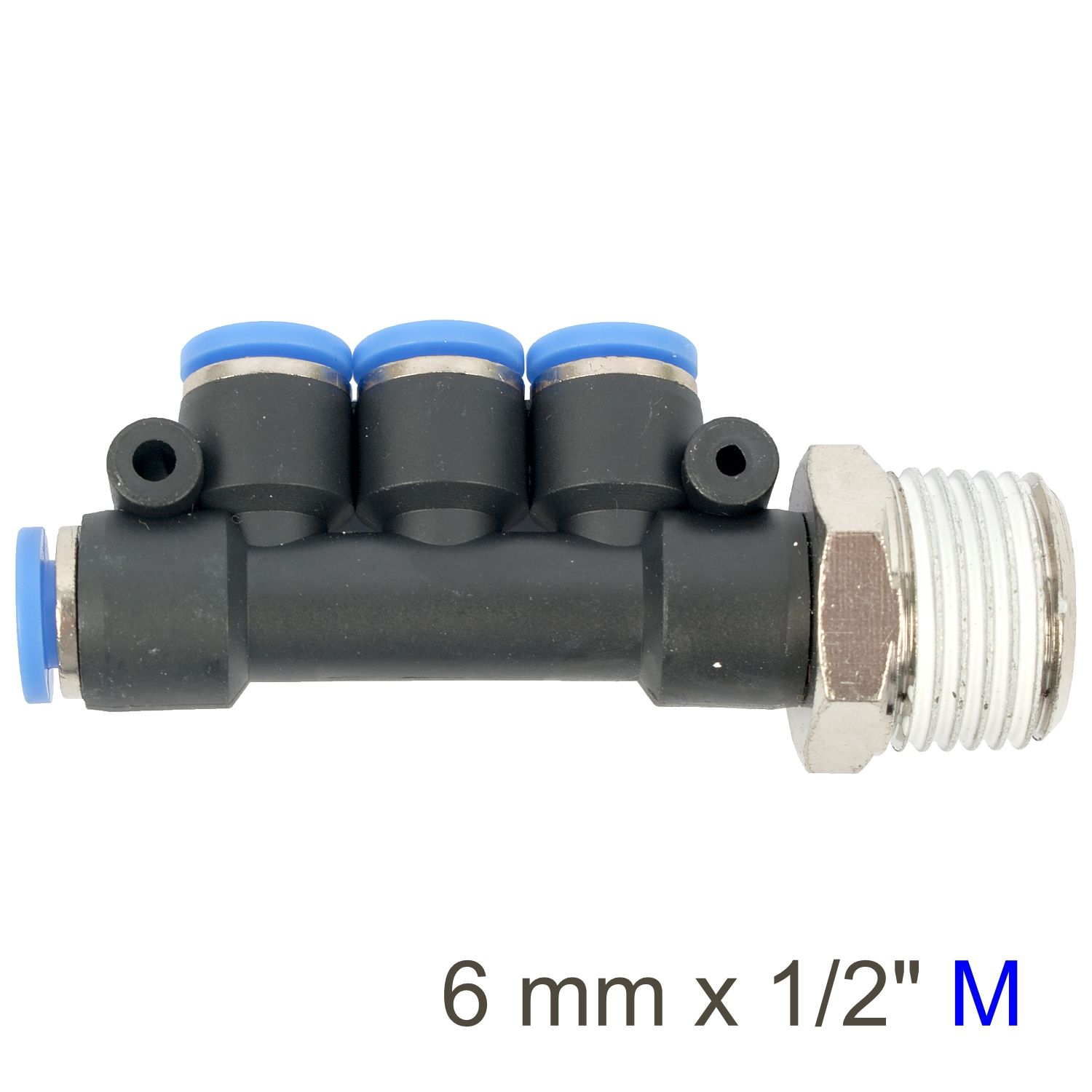 PU HOSE FITTING MANIFOLD 4 X 6MM PORT X 1/2&#39;M