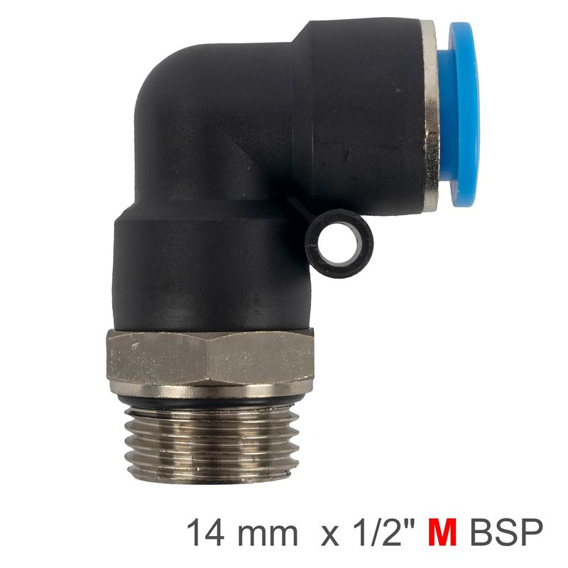 ELBOW W/O-RING 14MM-1/2&#39; M PU HOSE FITTING