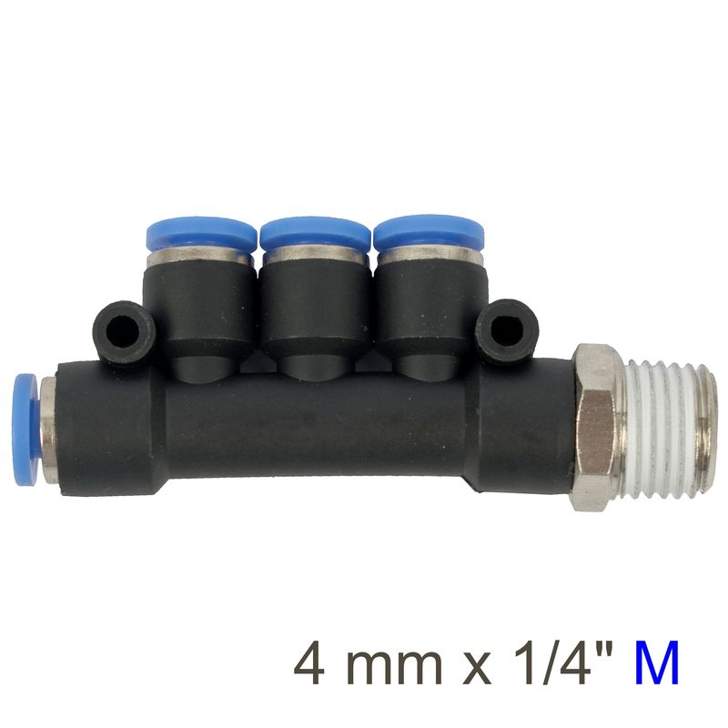 PU HOSE FITTING MANIFOLD 4 X 4MM PORT X 1/4&#39;M