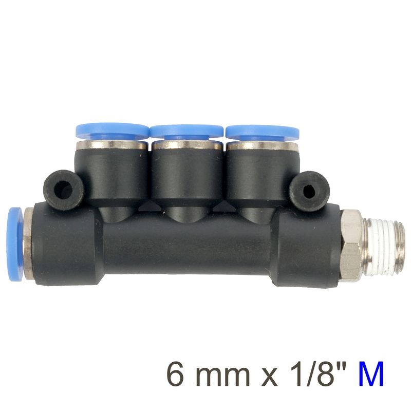 PU HOSE FITTING MANIFOLD 4 X 6MM PORT X 1/8&#39;M