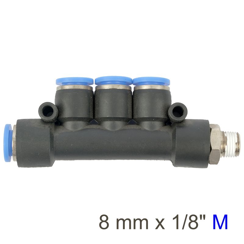 PU HOSE FITTING MANIFOLD 4 X 8MM PORT X 1/8&#39;M