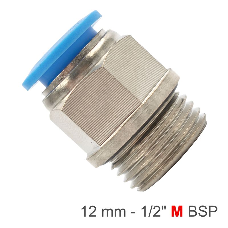 PU FITTING STR. STUD W/O-RING 12MM-1/2&#39; M