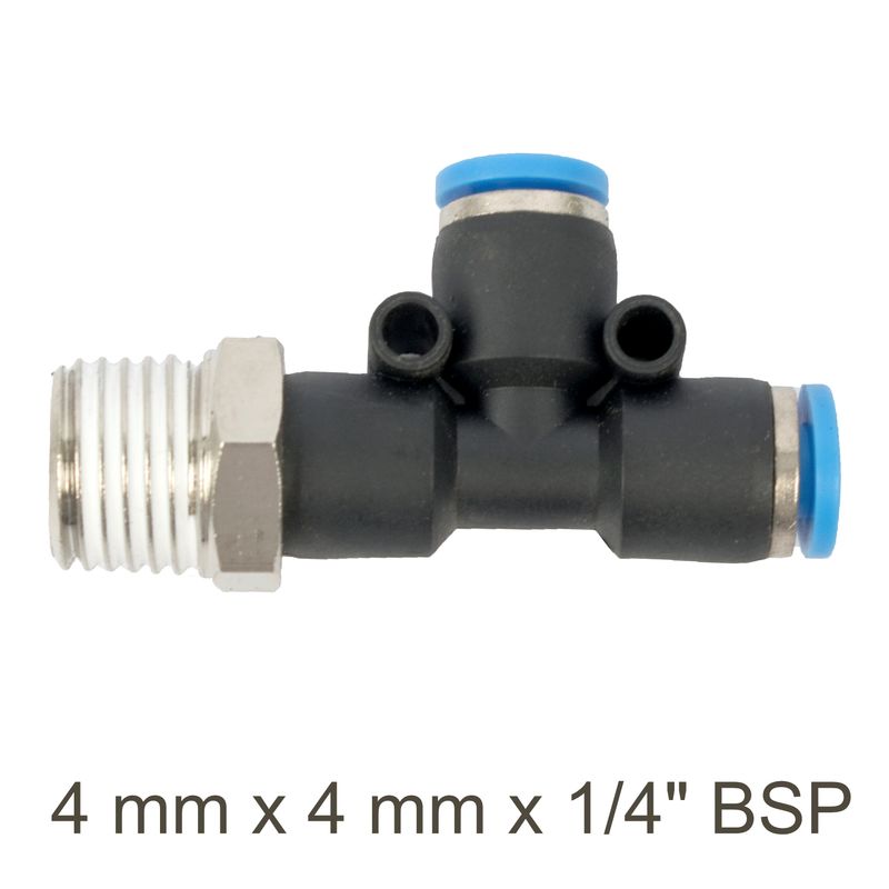 PU HOSE FITTING TEE 4MM X 4MM X 1/4&#39;M