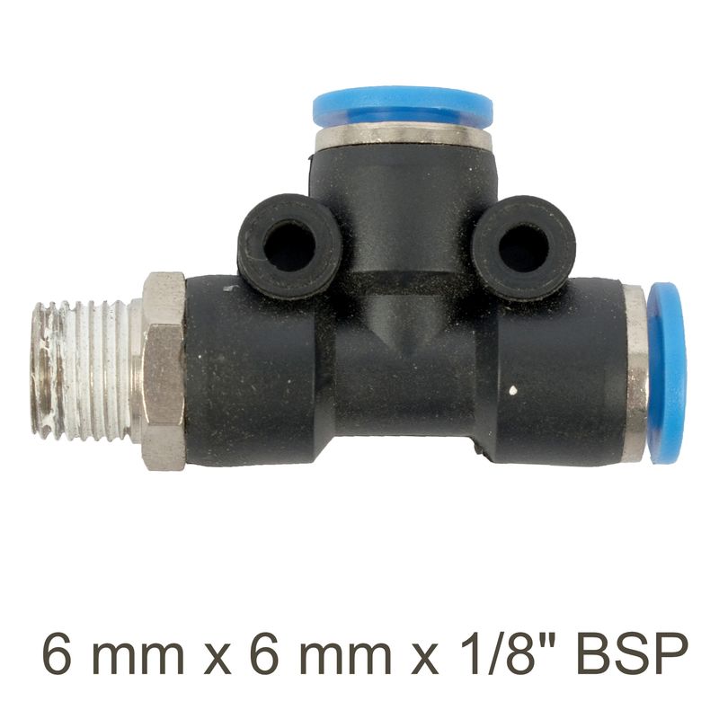 PU HOSE FITTING TEE 6MM X 6MM X 1/8&#39;M