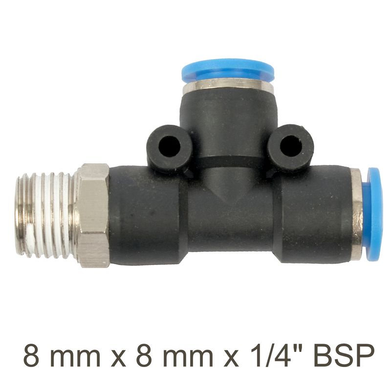 PU HOSE FITTING TEE 8MM X 8MM X 1/4&#39;M