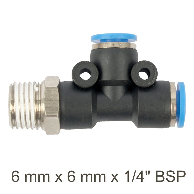 PU HOSE FITTING TEE 6MM X 6MM X 1/4&#39;M