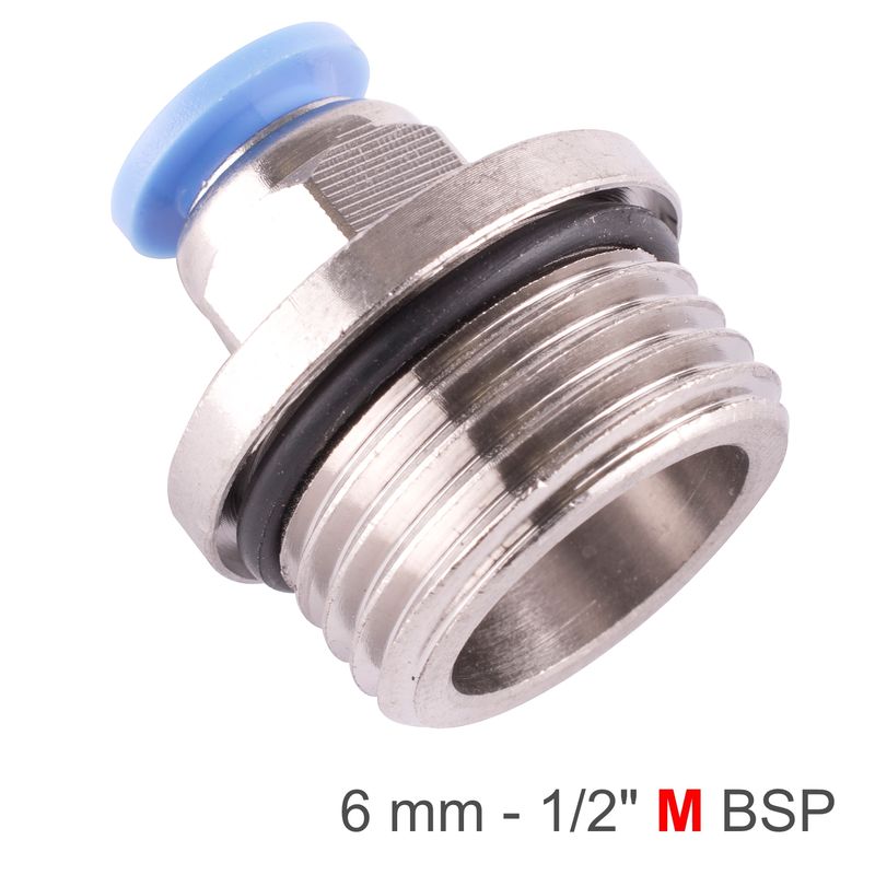 PU FITTING STR. STUD W/O-RING 6MM-1/2&#39; M