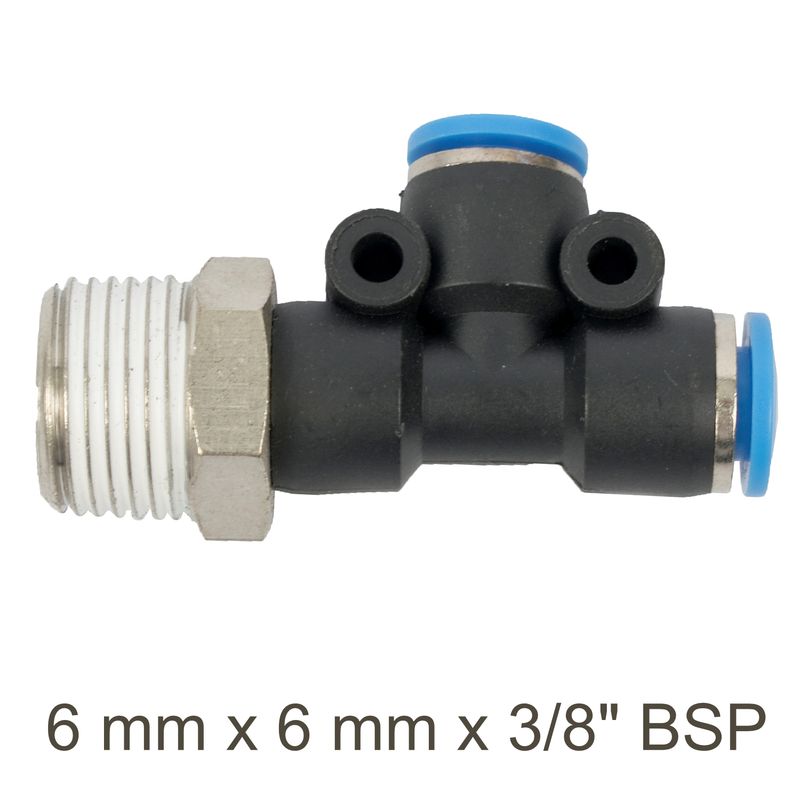 PU HOSE FITTING TEE 6MM X 6MM X 3/8&#39;M