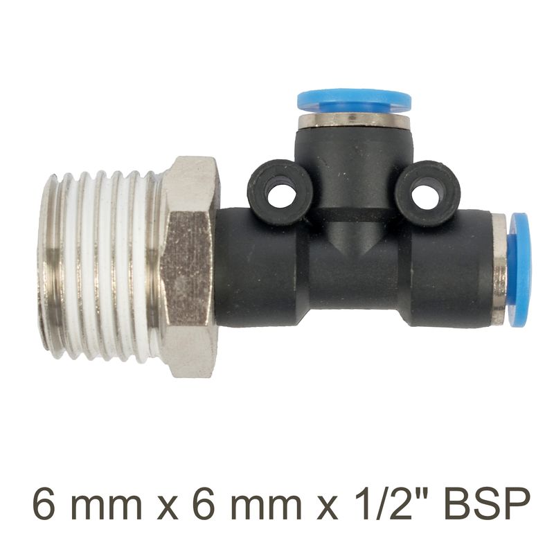 PU HOSE FITTING TEE 6MM X 6MM X 1/2&#39;M