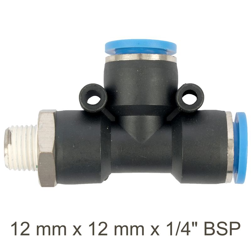 PU HOSE FITTING TEE 12MM X 12MM X 1/4&#39;M