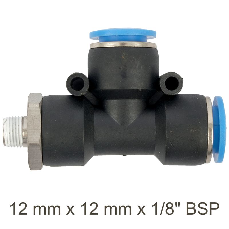 PU HOSE FITTING TEE 12MM X 12MM X 1/8&#39;M