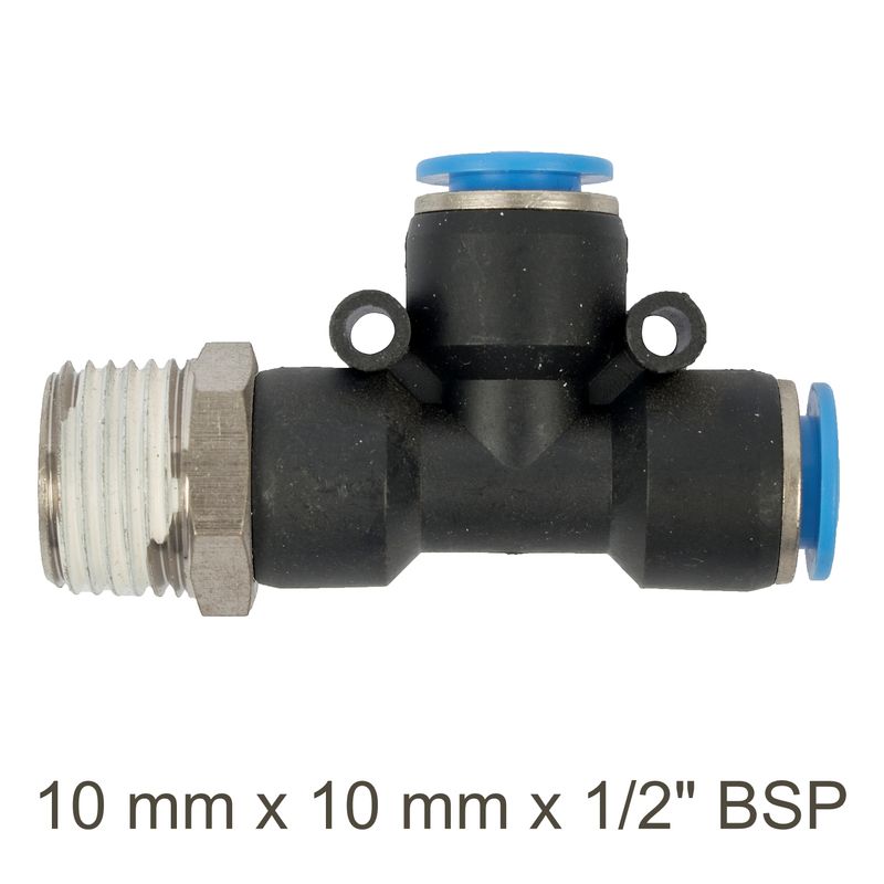 PU HOSE FITTING TEE 10MM X 10MM X 1/2&#39;M