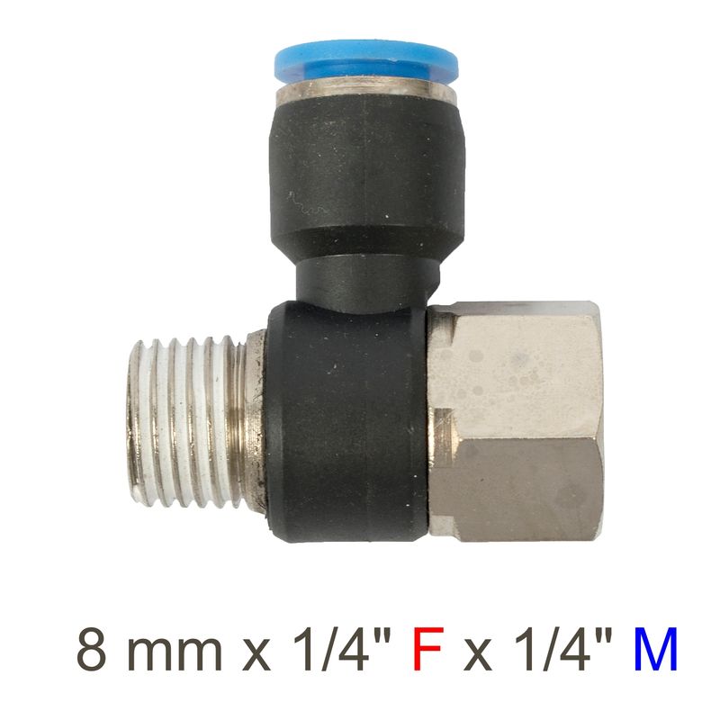 PU HOSE FITTING TEE 8MM X 1/4&#39;F X 1/4&#39;M