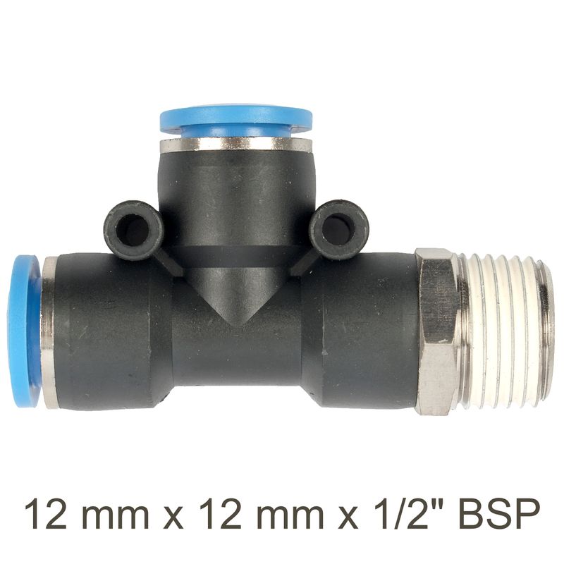 PU HOSE FITTING TEE 12MM X 12MM X 1/2&#39;M