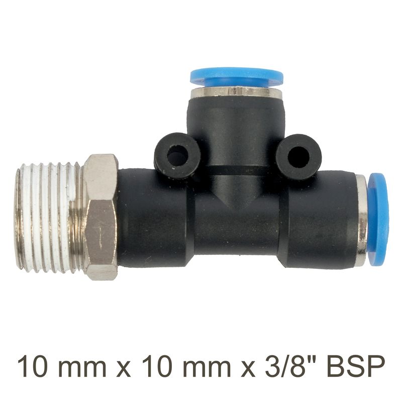 PU HOSE FITTING TEE 10MM X 10MM X 3/8&#39;M