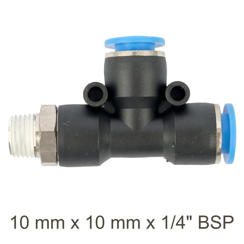 PU HOSE FITTING TEE 10MM X 10MM X 1/4&#39;M
