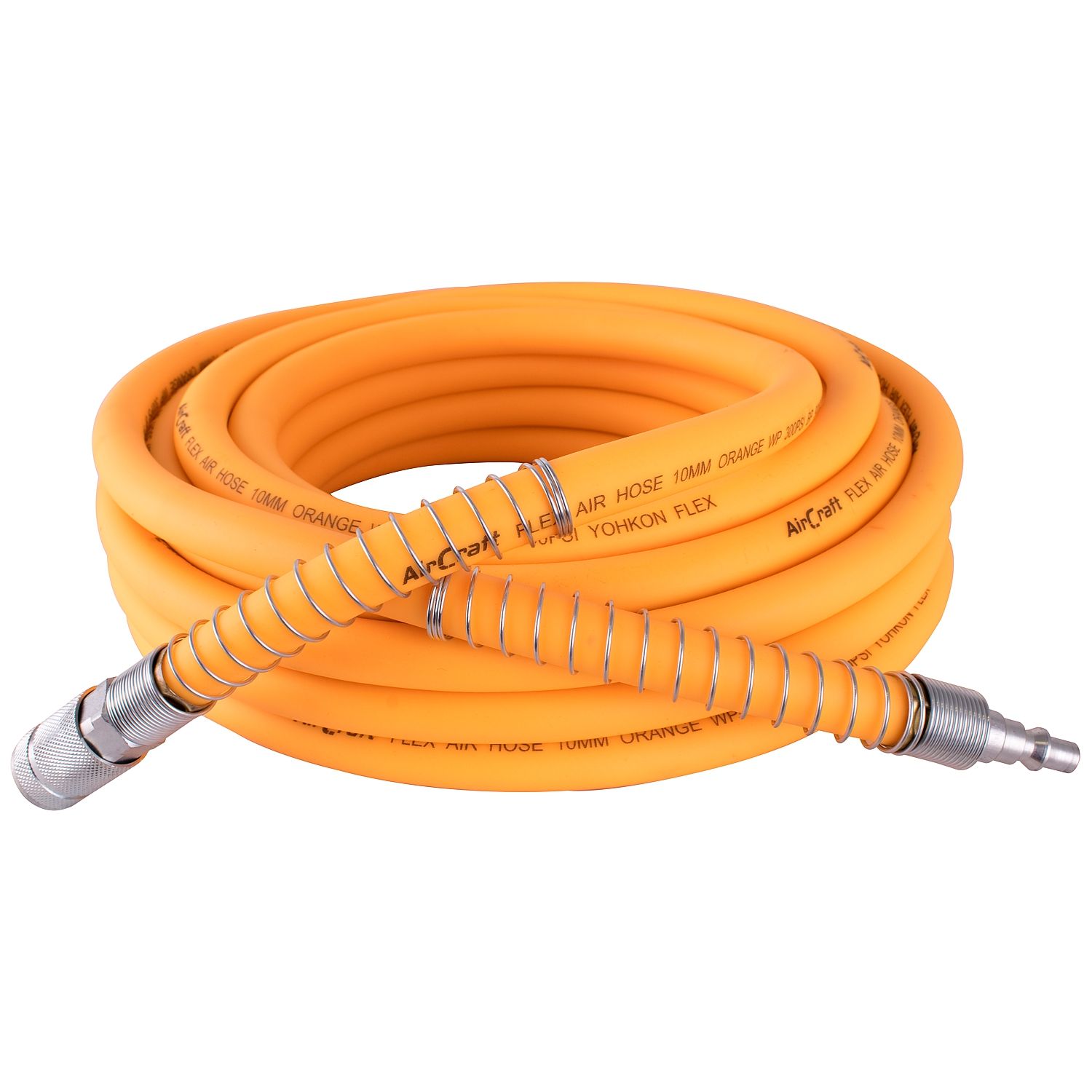 FLEX AIR HOSE KIT 10MM X 10M ORANGE  W/QUICK COUPLER &amp; CONNECTOR YOHKO
