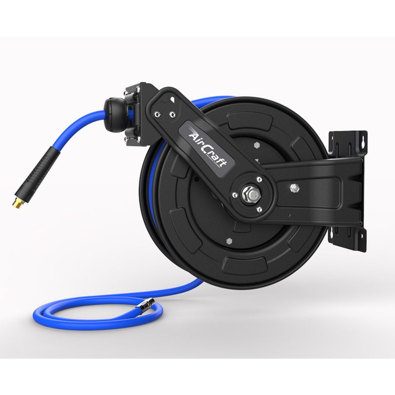 AIR HOSE REEL METAL 20M 12MM OD X 8MM ID PU HOSE AUTO RETRACT