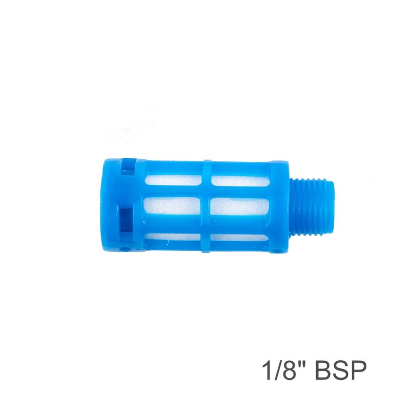 PLASTIC BREATHER SILENCER 1/8&#39; M BLUE