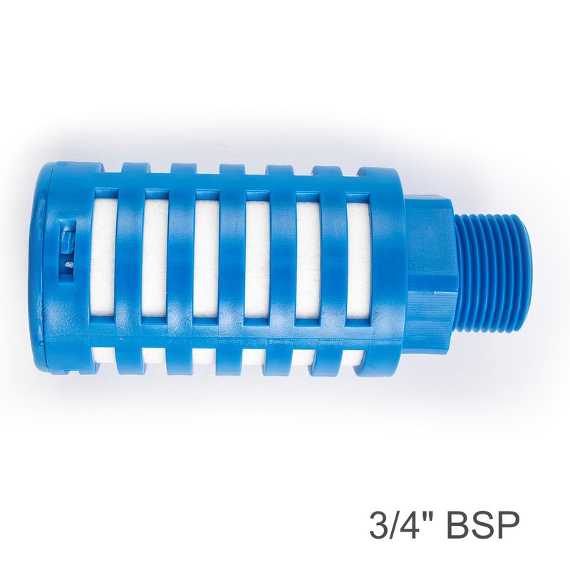 PLASTIC BREATHER SILENCER 3/4&#39; M BLUE