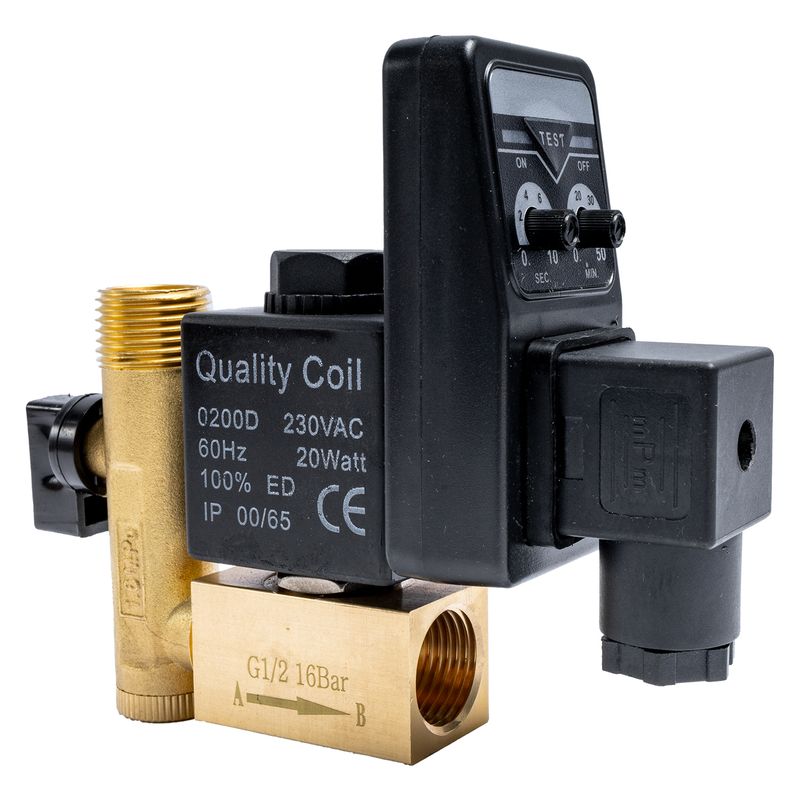 COMP. AUTO DRAIN VALVE SOLENOID 1/2&#39; 220V BRASS