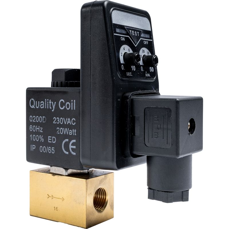COMP. AUTO DRAIN VALVE SOLENOID 1/4&#39; 220V BRASS