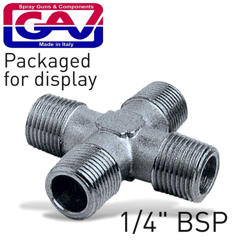 4-WAY CONNECTOR 1/4&#39; MMMM PACKAGED