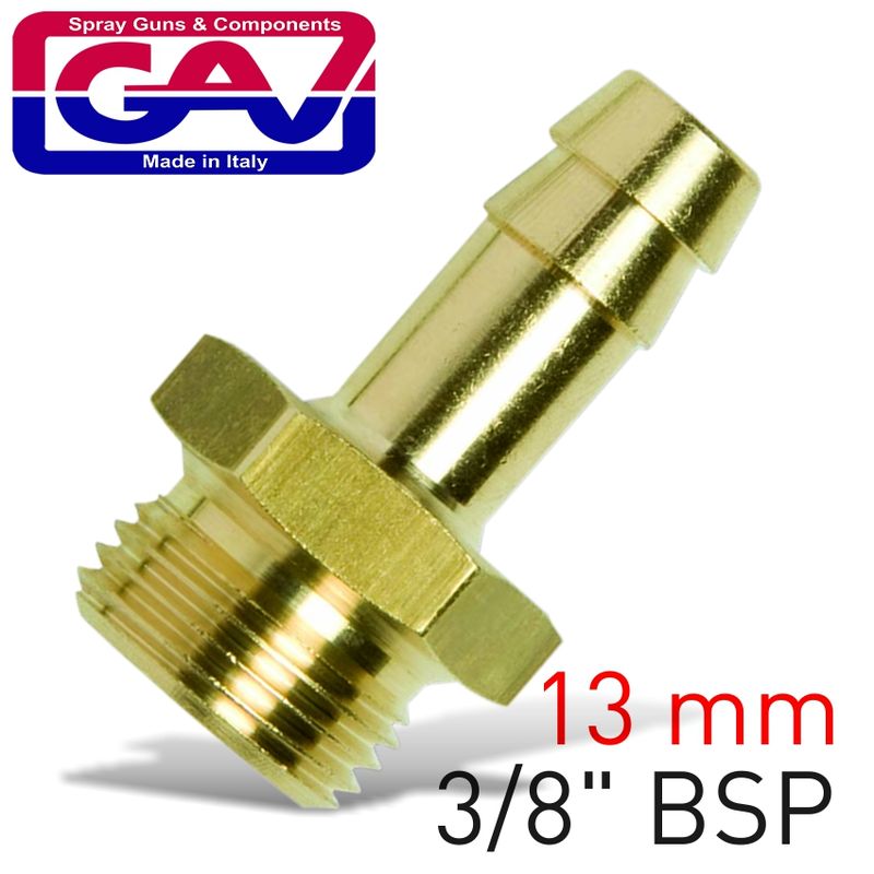 BRASS HOSE TAIL 3/8 M X13MM
