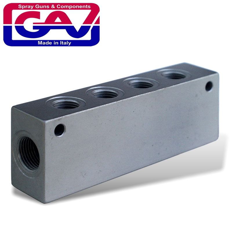 MANIFOLD BLOCK X4 1/4&#39; PORTS ON TOP X2 3/8&#39; PORTS ON THE SIDES