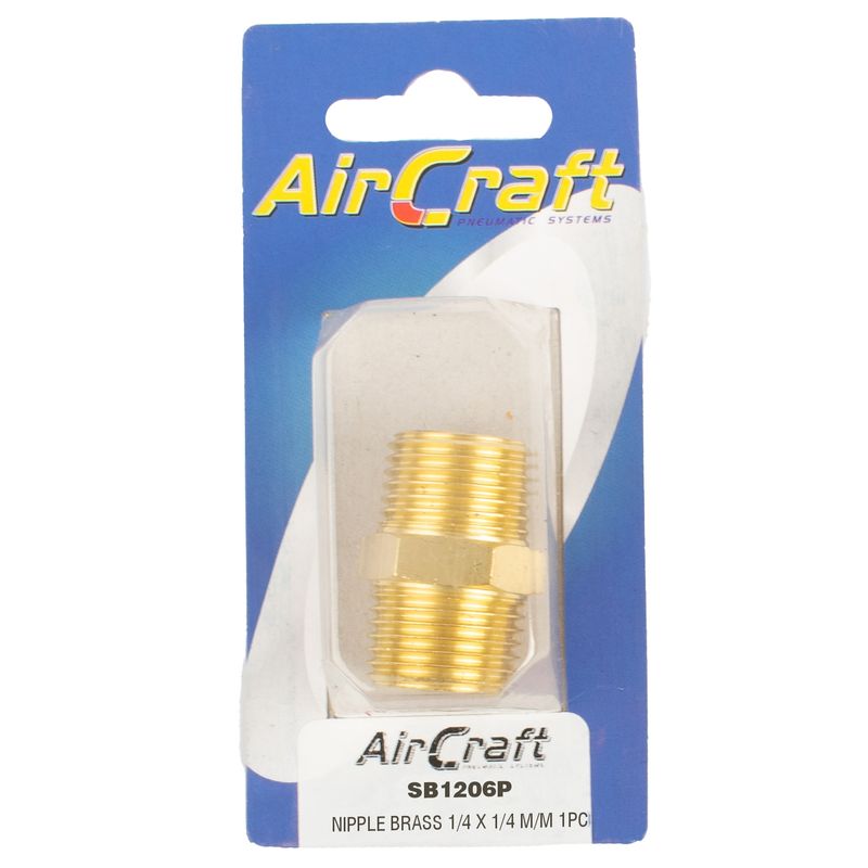 NIPPLE BRASS 1/4X1/4 M/M 1PC PACK