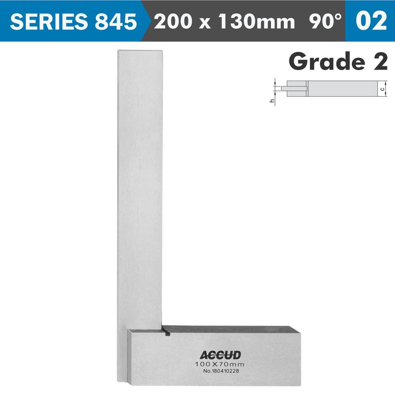 MACHINIST SQUARE WIDE BASE 200X130MM GRADE 2 DIN875