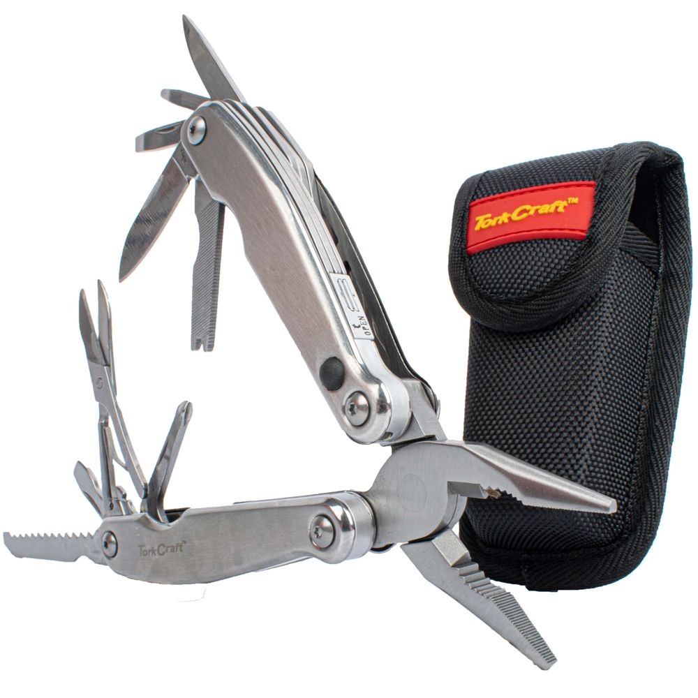 MULTITOOL SILVER WITH LED LIGHT &amp; NYLON POUCH IN BLISTER