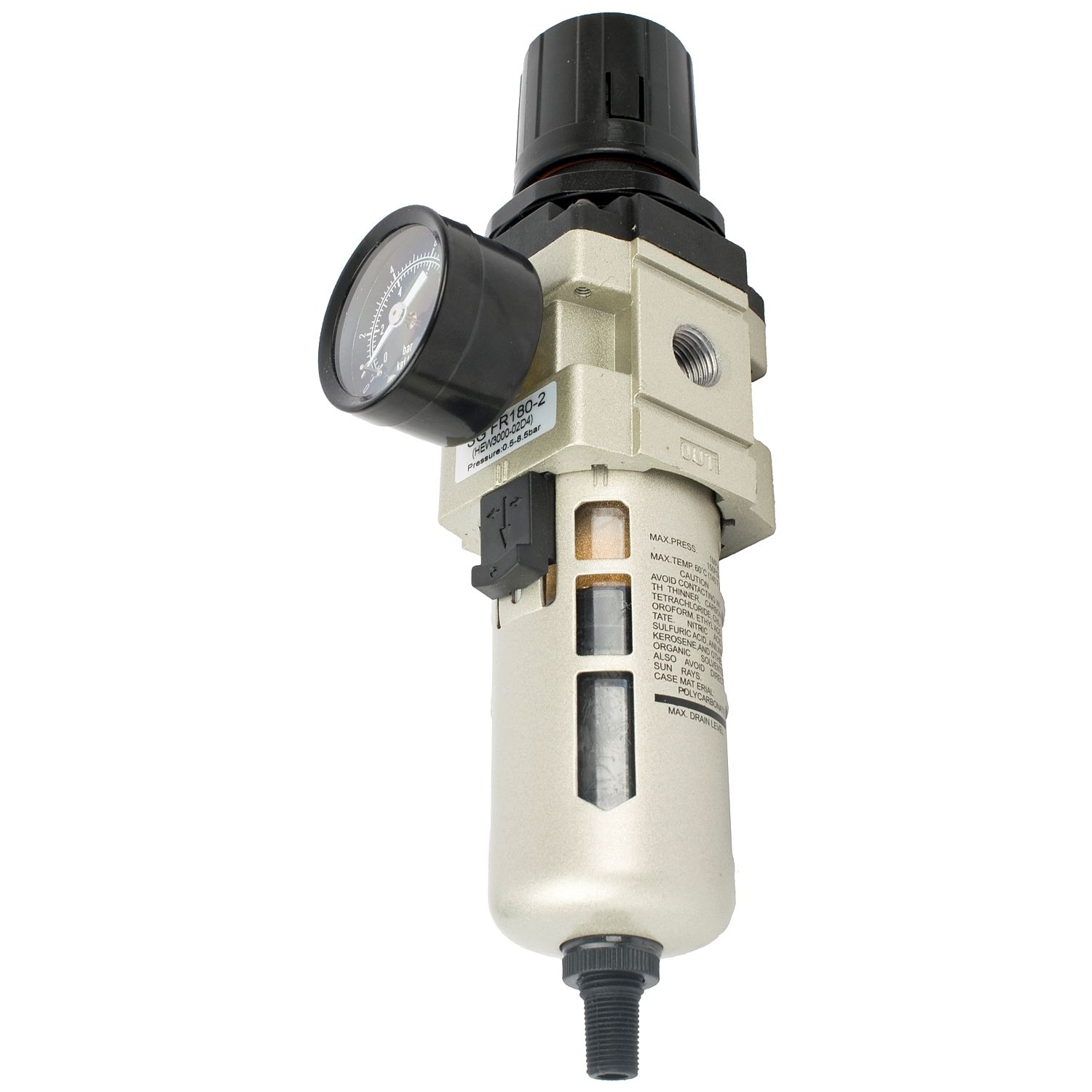 FILTER / REGULATOR 1/4&#39; IN LINE WITH AUTO DRAIN