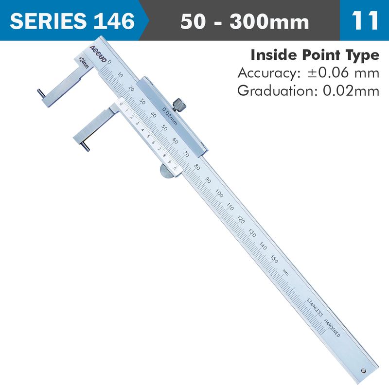 VERNIER CALIPER 50-300MM 0.06MM ACC. 0.02MM GRAD. INSIDE POINT S/STEEL