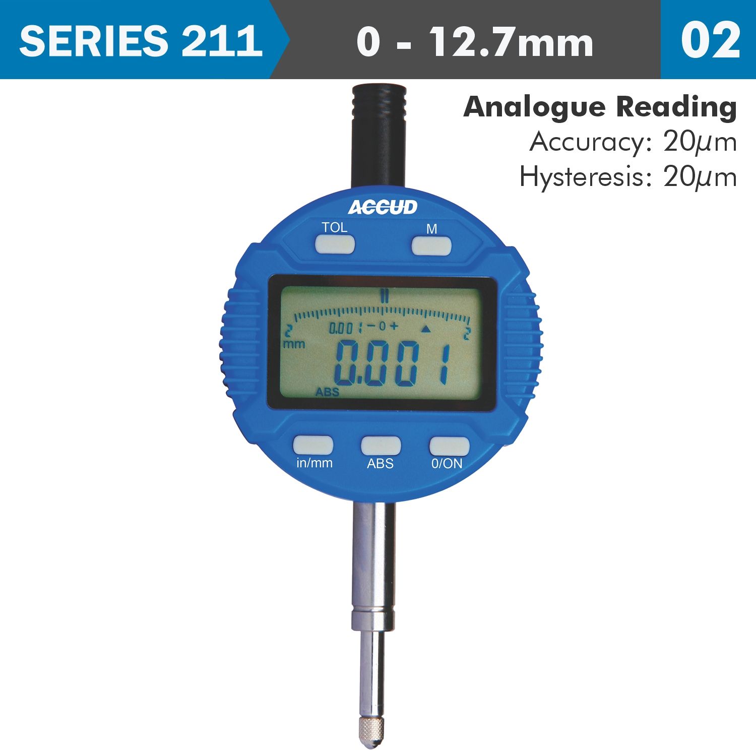 DIGITAL INDICATOR FLAT BACK 12.7MM/0.5&#39;