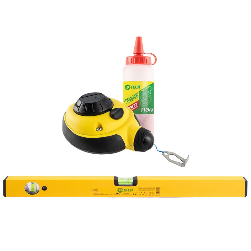 SPIRIT LEVEL 600MM &amp; 30M CHALK LINE H/DUTY DTSL0060B/DTCL030