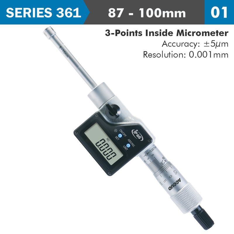 DIG. 3 POINTS INSIDE MICROMETER 87-100MM 0.005MM ACC. 0.001MM RES.