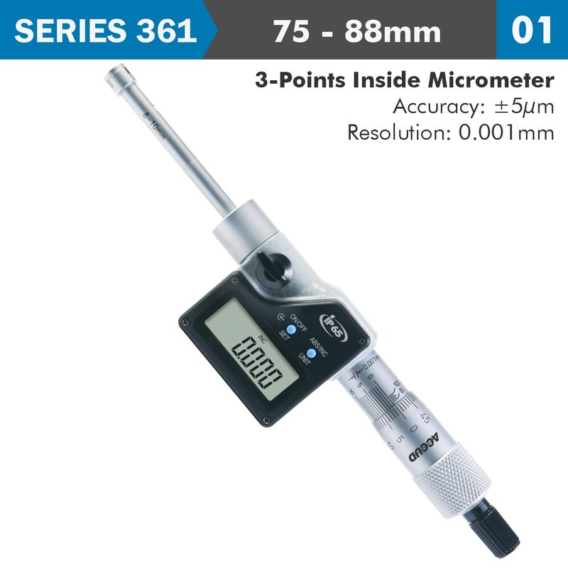 DIG. 3 POINTS INSIDE MICROMETER 75-88MM 0.005MM ACC. 0.001MM RES.