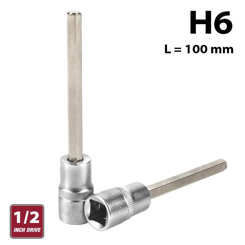 FIXMAN 1/2&#39; DR. 6 X 100MM HEX ALLEN BIT SOCKET H6