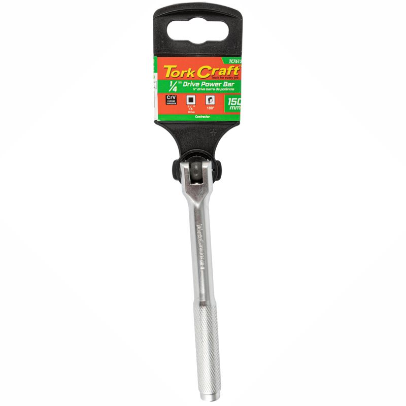 POWER BAR 1/4&#39;M DRIVE 150MM SWIVEL HEAD  STEEL HANDLE SOCKET