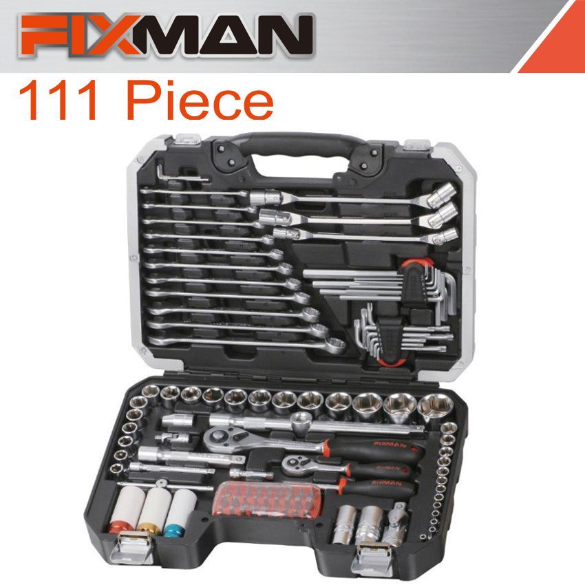 FIXMAN SOCKET TOOL SET 111PC 1/4&#39;&amp;1/2&#39; DRIVE