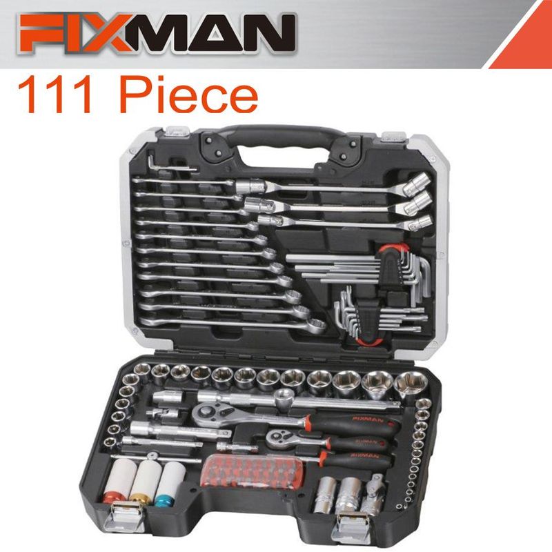 FIXMAN SOCKET TOOL SET 111PC 1/4&#39;&amp;1/2&#39; DRIVE