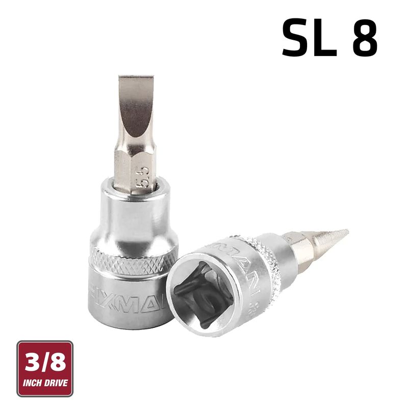 FIXMAN 3/8&#39; DR.BIT SOCKET SL8 SLOTTED SCREWDRIVER BIT